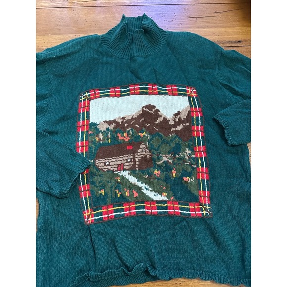 Eagles Eye Sweaters - vtg birch‎ bros by eagle eye green embroidered turtleneck sweater large